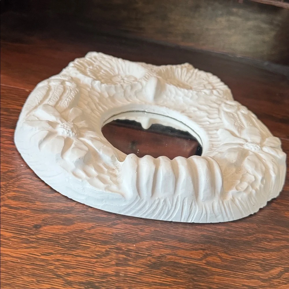VTG MCM Chalkware Hoot Owl Shaped Decorative Wall Mirror ready to paint